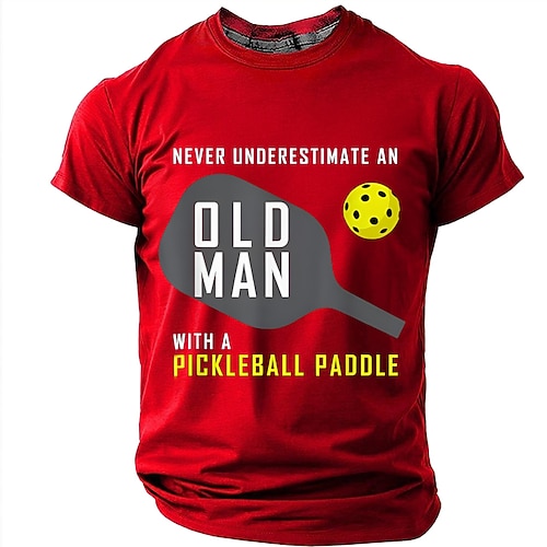 Herren Pickleball T Shirt Kurzarm T-Shirt 3D-Druck Rundhalsausschnitt Hemd Mode Täglich Täglich Straße Schwarz Rote Sommer Frühling Bekleidung S M L XL XXL XXXL
