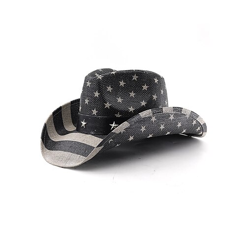 USA 250. Jubiläum Männer Strohweste Cowboyhut mit patriotischen Flaggenmotiven Atmungsaktiver gewebter Fedora-Stil in mehreren Designs Festival Urlaub und Freizeitkleidung Image