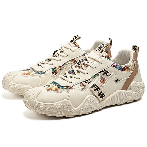 Weiße, mehrfarbige Herren-Sneaker aus Kunstleder mit Schnürung – Streetwear-Schuhe für lässige Ausflüge und urbanen Stil. Image