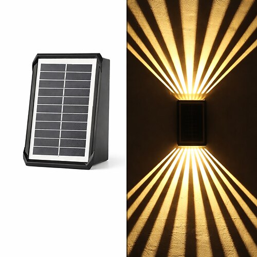 Solar-Wandleuchten, nach oben und unten gerichtete Außenbeleuchtung, wasserdicht (IP65), Solar-Zaunleuchten für Garten, Garage, Pool und Terrasse Image