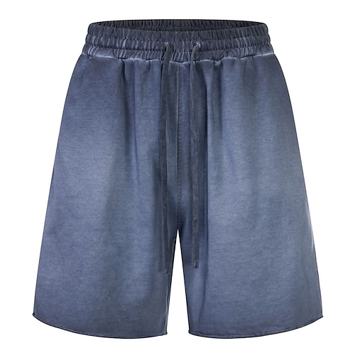 Herren Shorts Sommershorts Stückgefärbt Verblasst Freizeitshorts Tasche Elastischer Bund Einfach Komfort Atmungsaktiv Knielang Outdoor Strand Urlaub Urlaub Mode Blau Purpur Mikroelastisch Image