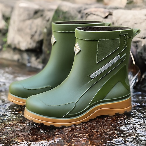 Schwarze, wasserdichte Herren-Regenstiefel, mittelhoch, strapazierfähig, rutschfest und wetterfest – ideal für Regentage, Gartenarbeit, Angeln und andere Outdoor-Aktivitäten. Image