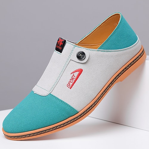 Türkis-weiße Herren-Slipper, leichte und bequeme Schuhe zum Hineinschlüpfen, weiche und elegante Freizeitschuhe für Alltag, Reisen, Autofahren und Sommerfreizeit Image