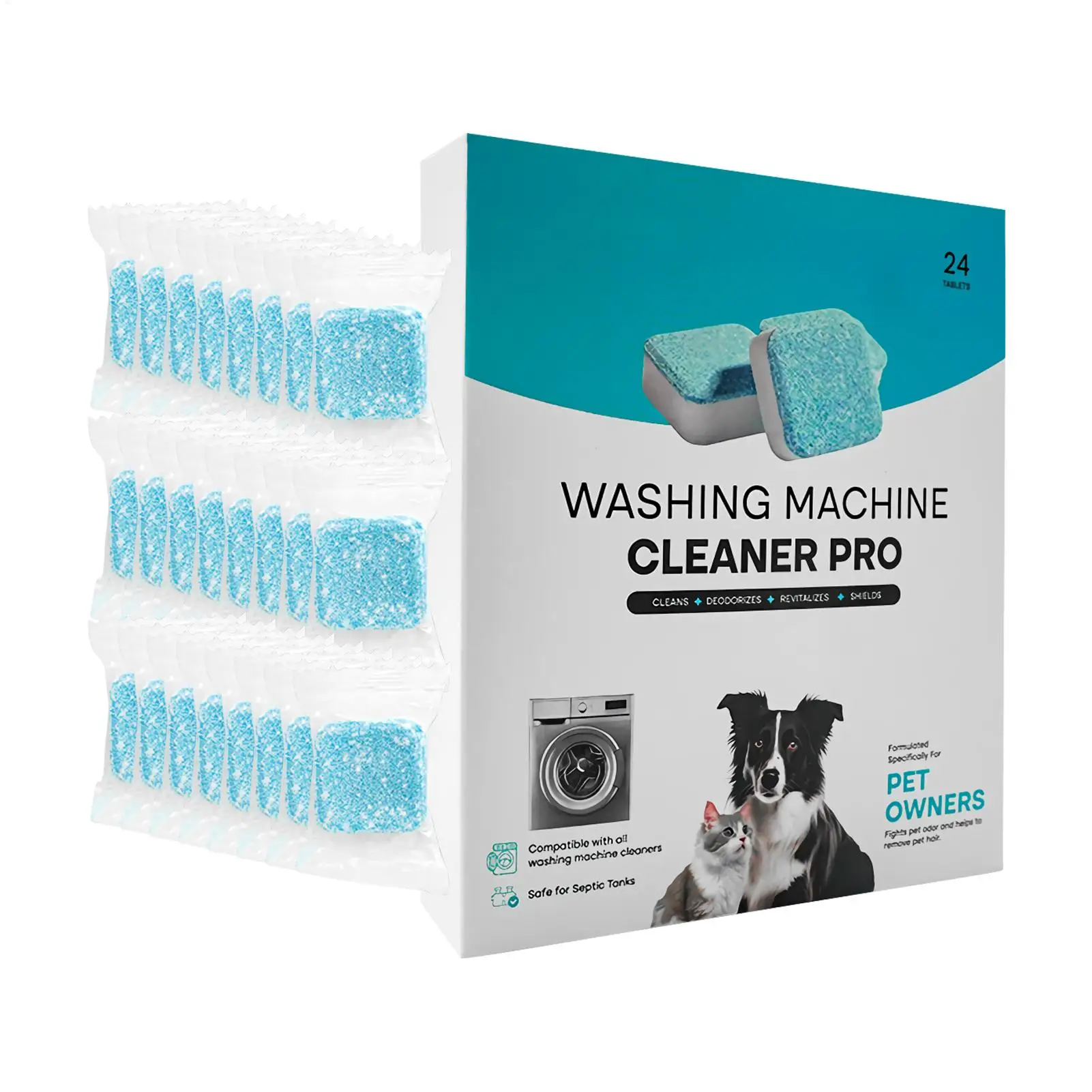 Wash Machine Cleaning Tablets 24 Pieces Washing Machine Cleaner Tablets Deep Cleaning Stain Remover Laundry Tub Deodorizer