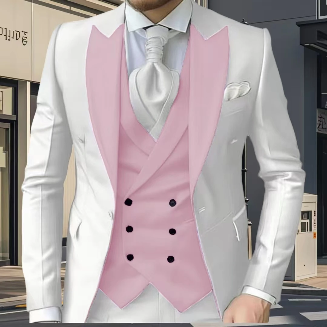 Completo Formale da Uomo Tinta Unita con Grandi Risvolti, Giacca Slim Fit di Alta Qualità per Matrimoni e Cerimonie