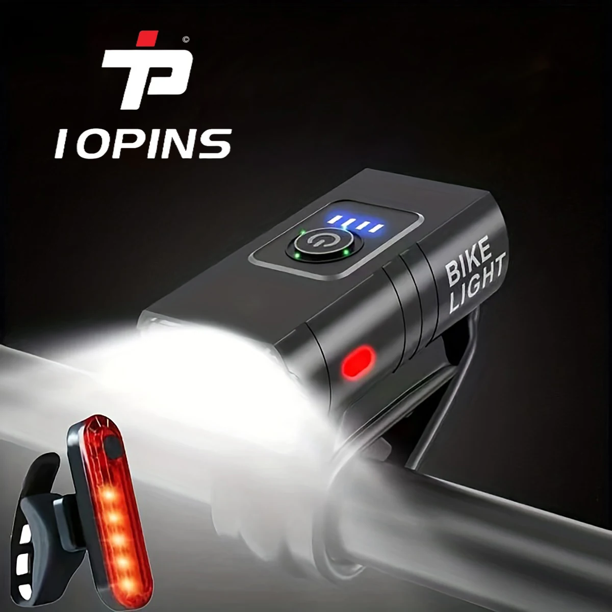 Set di 2 Luci per Bicicletta, Faro Anteriore, Torcia LED Ricaricabile USB, Luce Posteriore, Set di Luci Anteriori e Posteriori per Bicicletta