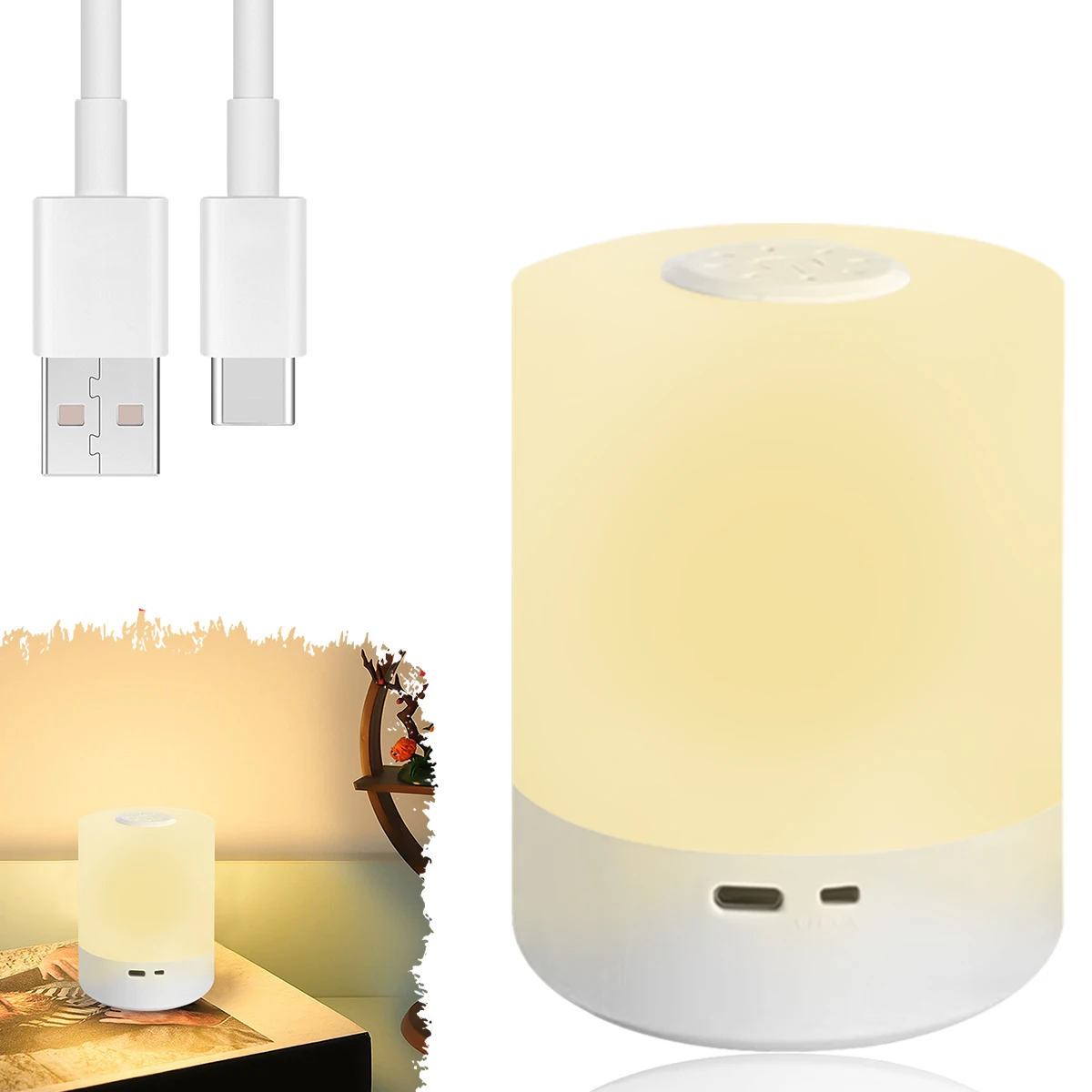 Lampe de nuit tactile 3 Modes LED veilleuse lampe de chevet USB charge veilleuse lumière ambiante lumière douce lampe de Table pour enfants cadeau