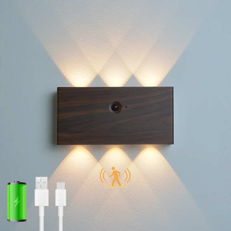 4000 mAh LED-Akku-Wandleuchte, Innenwandleuchte mit Bewegungsmelder, kabellos, für Flur, Wohnzimmer, Schlafzimmer, Garage, 6 W Beleuchtung