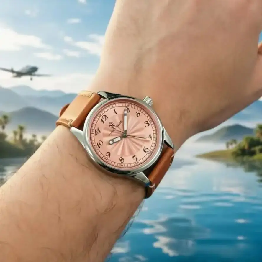 Vakuy 40 mm Herren-Automatikuhr mit mechanischem Uhrwerk, Hangzhou NH35-Uhrwerk, geschnitztes Zifferblatt, 50 m wasserdicht, leuchtende Lederarmbanduhr Image