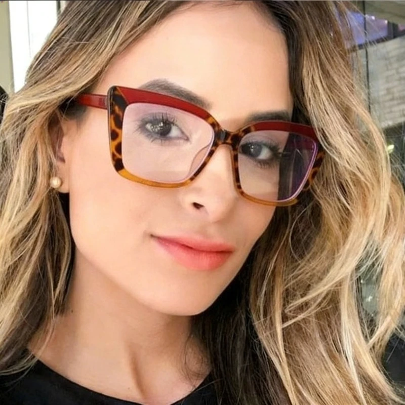 Katzenaugen Anti-Blaulicht-Brille Retro Mehrfarbige Mode-Dekorationsbrille Klare Gläser Computerbrille für Frauen Image