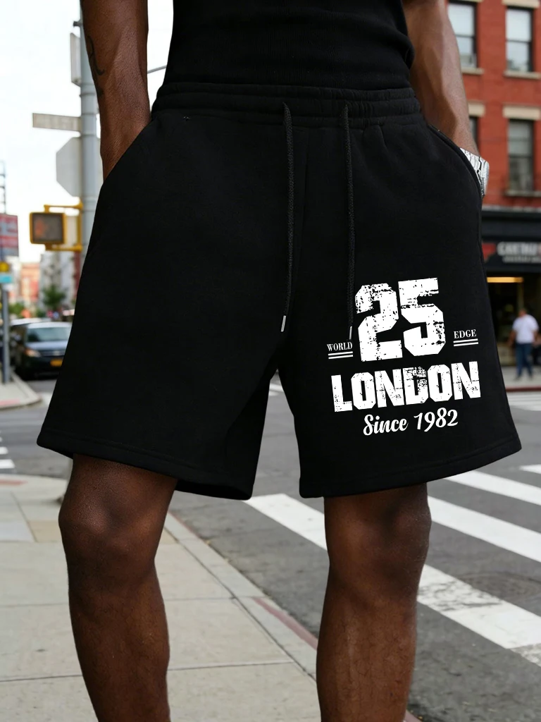London No.25 Since 1982 Print Summer Hip Hop Herren-Shorts, einfache Jugend-Sporthose, S-2Xl, bequeme Badehose, Sporthose