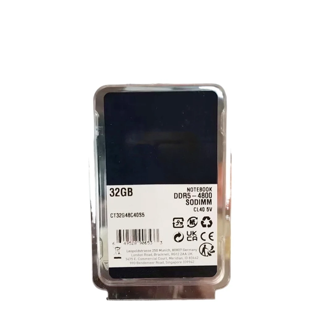 32 GB DDR5 4800 MHz SODIMM CT32G48C40S5 1,1 V Laptop-Notebook-Speicher Image