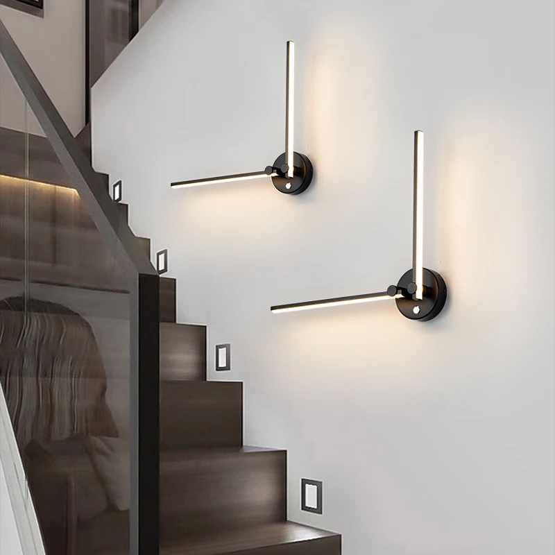 Moderne einfache lineare LED-Wandlampen Hintergrund Wandleuchte frei einstellbar DIY für Nachttisch-Foyer-Korridor Schwarz/Weiß-Leuchte Image