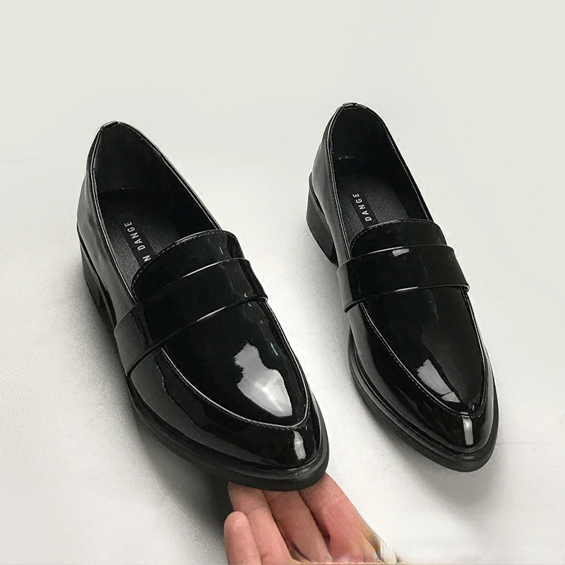 Frauen Schuhe Frühling Herbst 2022 Neue Schwarz Wies Britischen Stil Kleine Leder Schuhe Müßiggänger Schuhe der Einzelnen Schuhe Vulkanisieren Schuhe