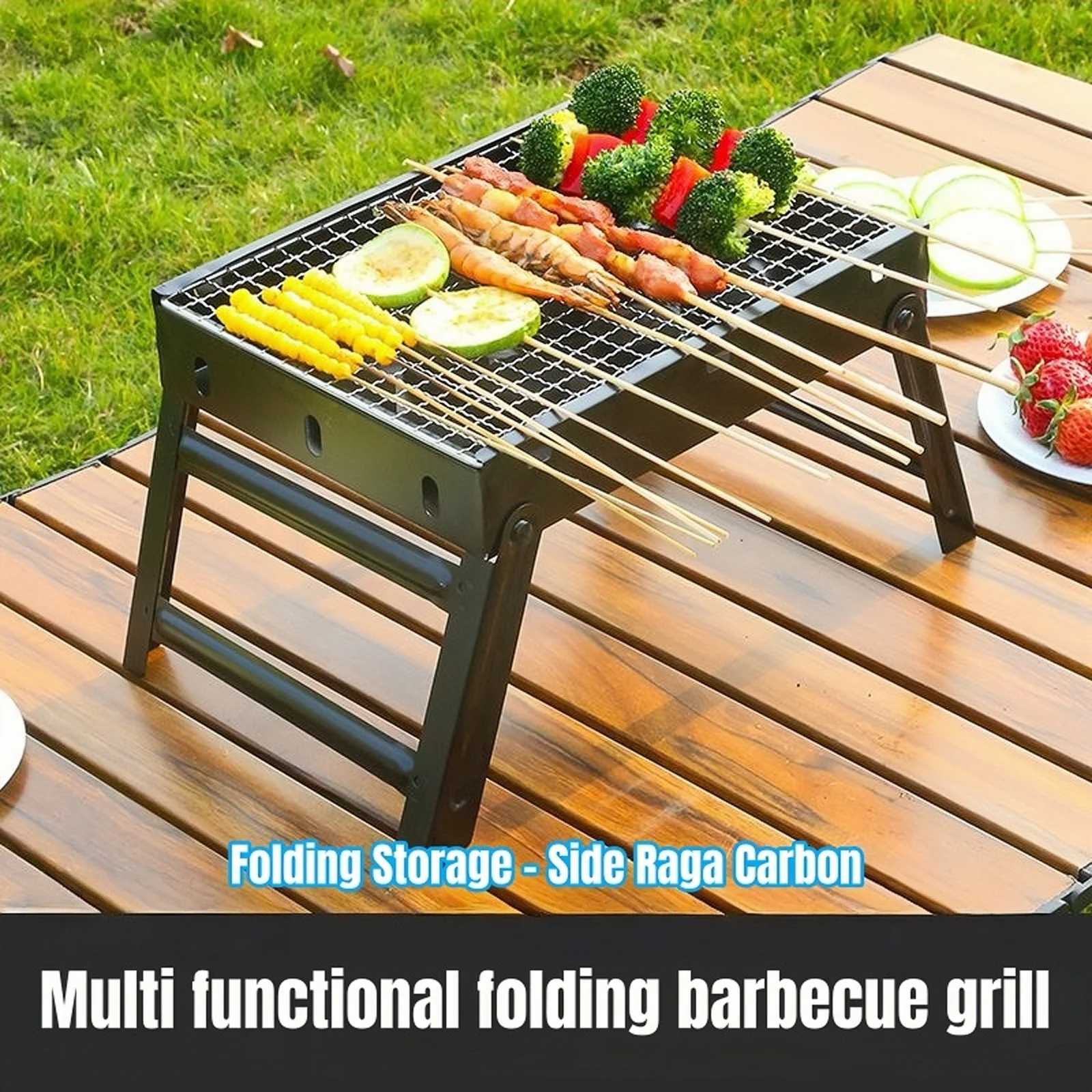 Tragbarer multifunktionaler Grillrost aus Edelstahl, Mini-Grillset für Outdoor-Kochen, Camping, Picknick, tragbarer Grill Image