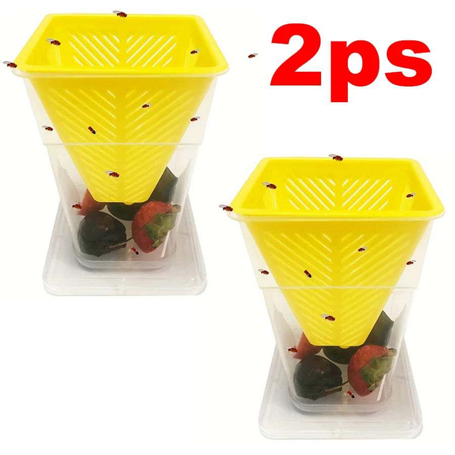 2 Stück Wiederverwendbare Plastik-Insektenfänger für Küche und Haus Obstfliegen-Lebendfalle Image