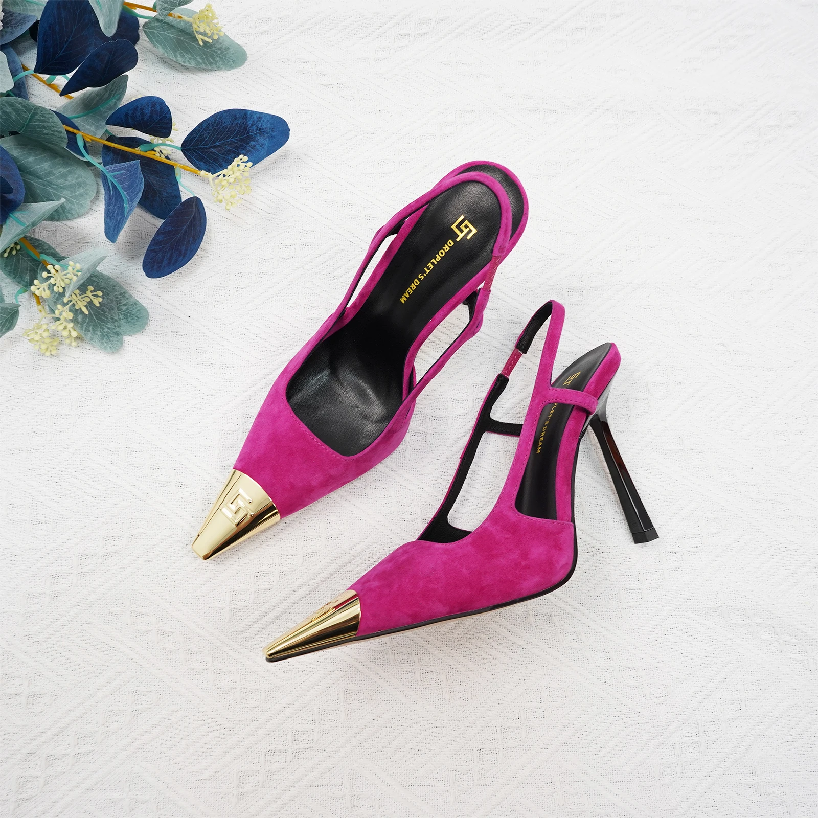 Sommer neue GJ Nische Marke Damen High Heels spitzen Anti-Rutsch-Mode sexy High Heels mit Leder aushöhlen plus Größe 35-44