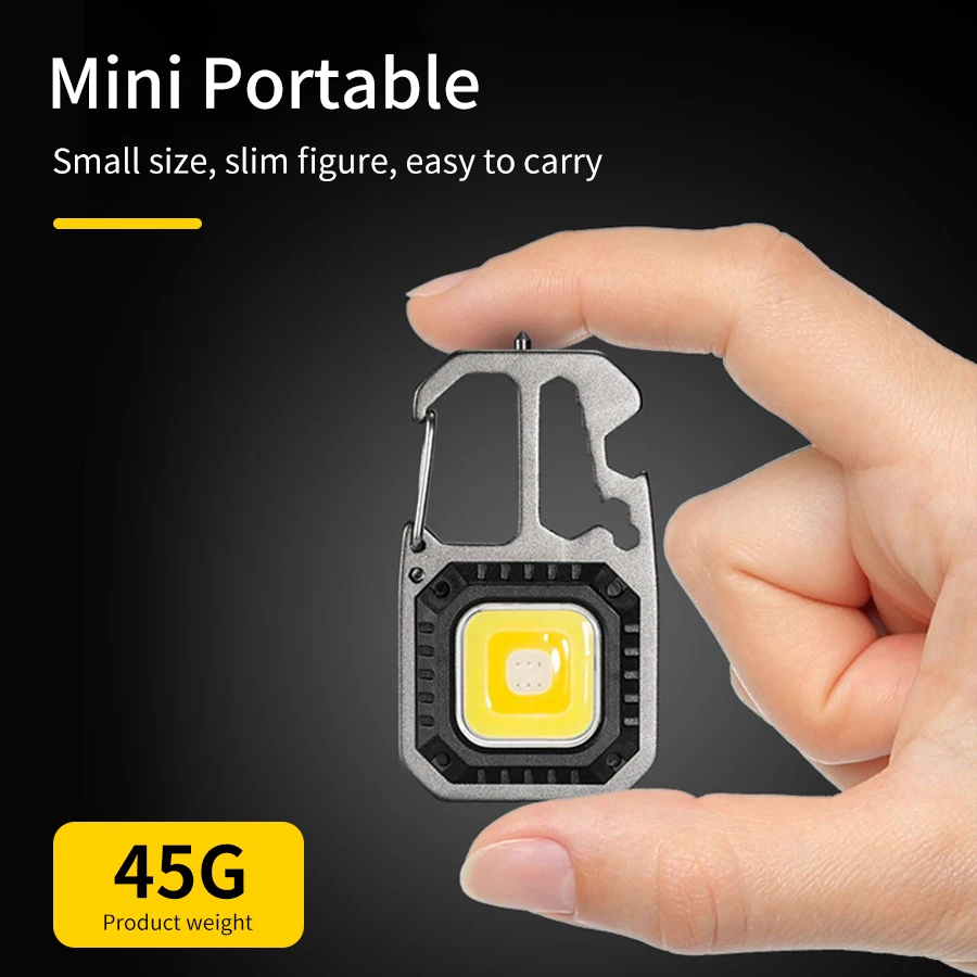 Ultra Kleine Mini LED-Taschenlampe Wiederaufladbare Schlüsselanhänger-Leuchte Outdoor Camping COB Arbeitslicht Tragbarer Taschen-Schraubendreher Image