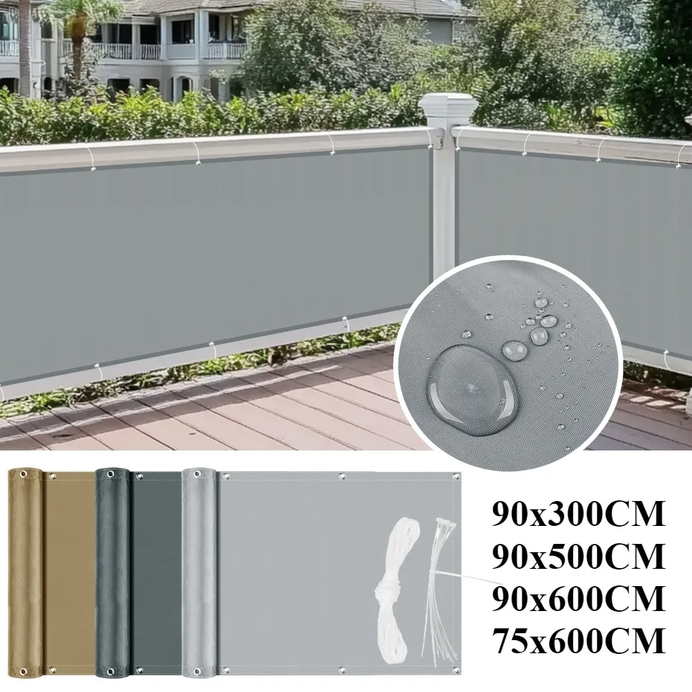 Balkon-Sichtschutzabdeckung Zaun Terrasse Wasserdichter Schattenschutz 95% UV-Schutz Deck-Sonnensegel Garten Veranda Pool Dekoration Image