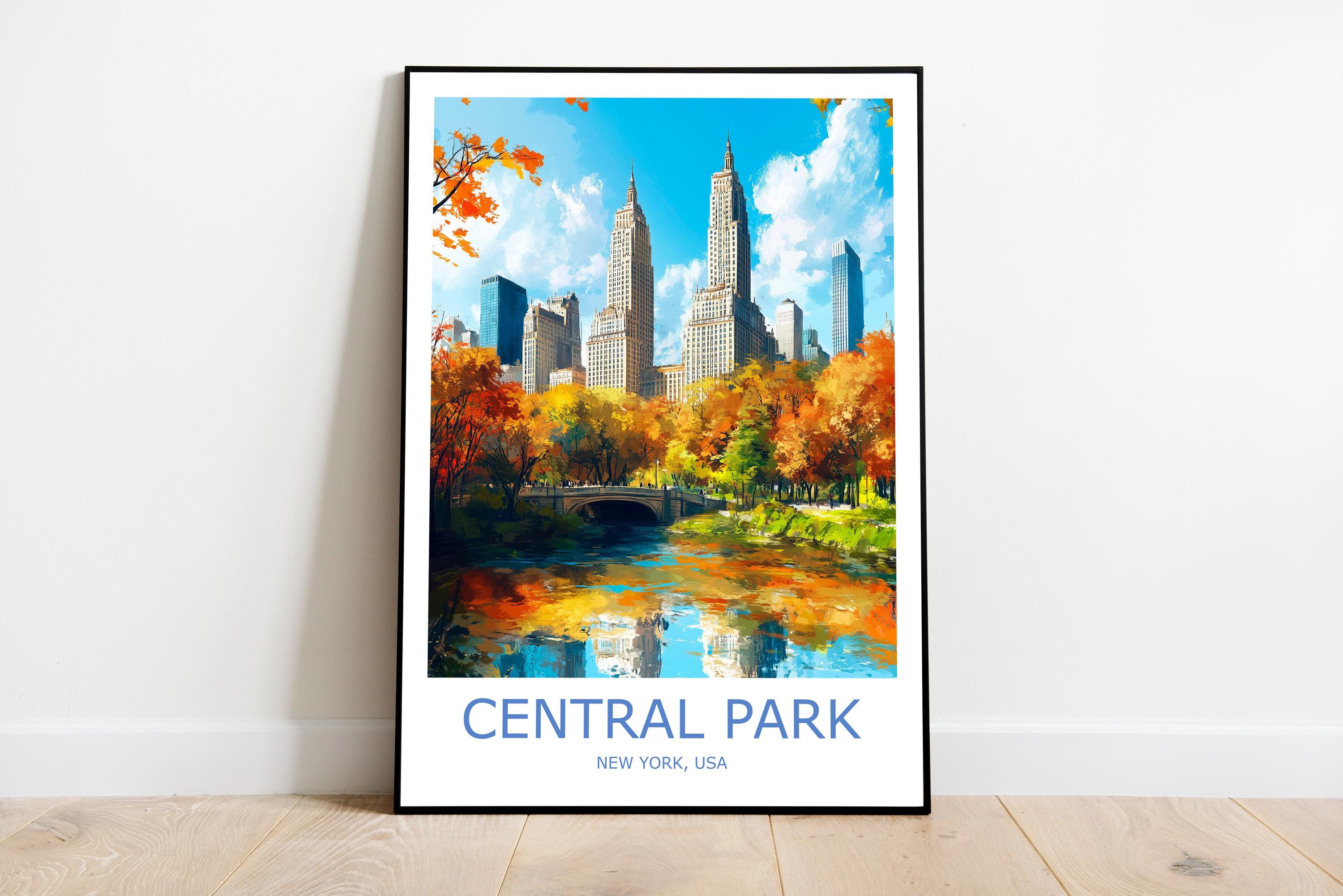 Stampa di viaggio di Central Park Arte murale di Central Park Poster di viaggio di Central Park Decorazione murale di Central Park Viaggio di New York