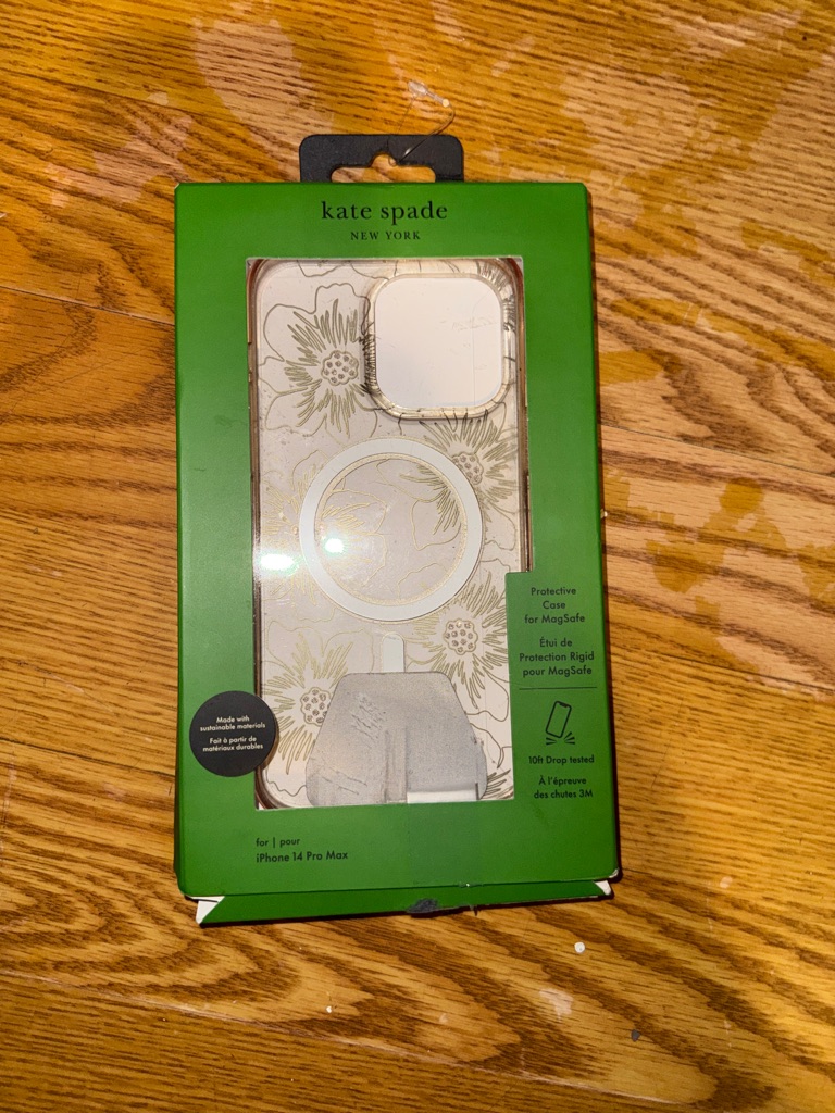 Kate Spade Cell Phones & Accessories | Kate Spade White Floral Magsafe Iphone Case With Gold Accents | Color: Gold/White | Size: I Phone 14 Pro Max