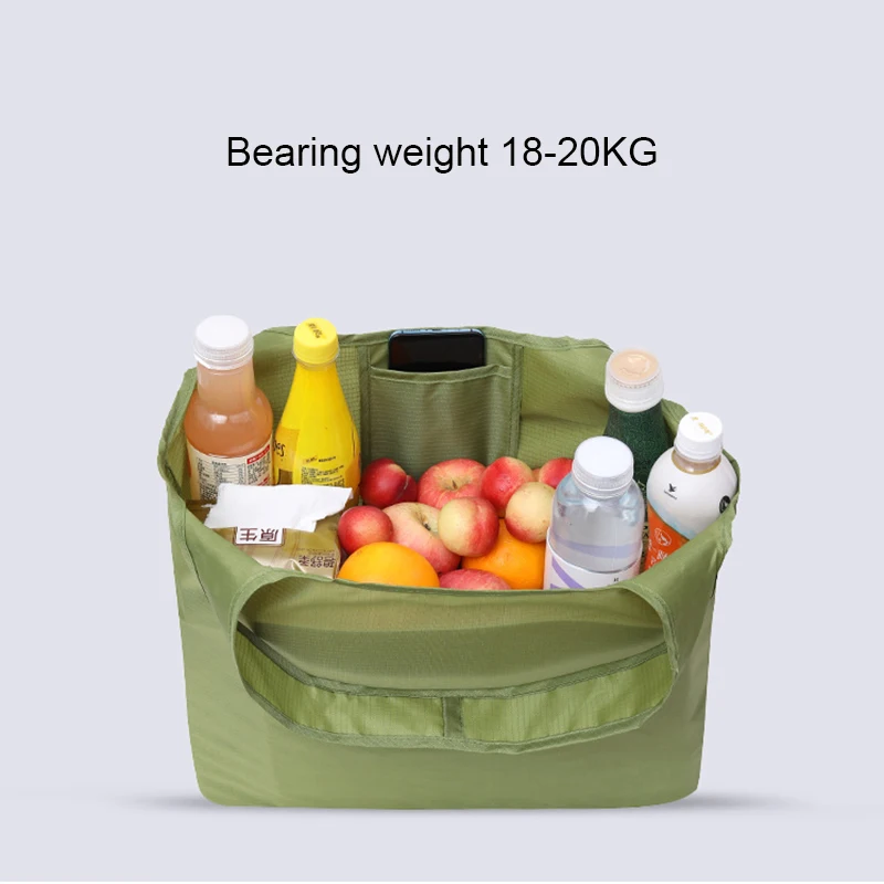 Grande borsa pieghevole ecologica riutilizzabile, borsa a tracolla portatile per viaggi e spesa, semplice borsa per la spesa a tinta unita.