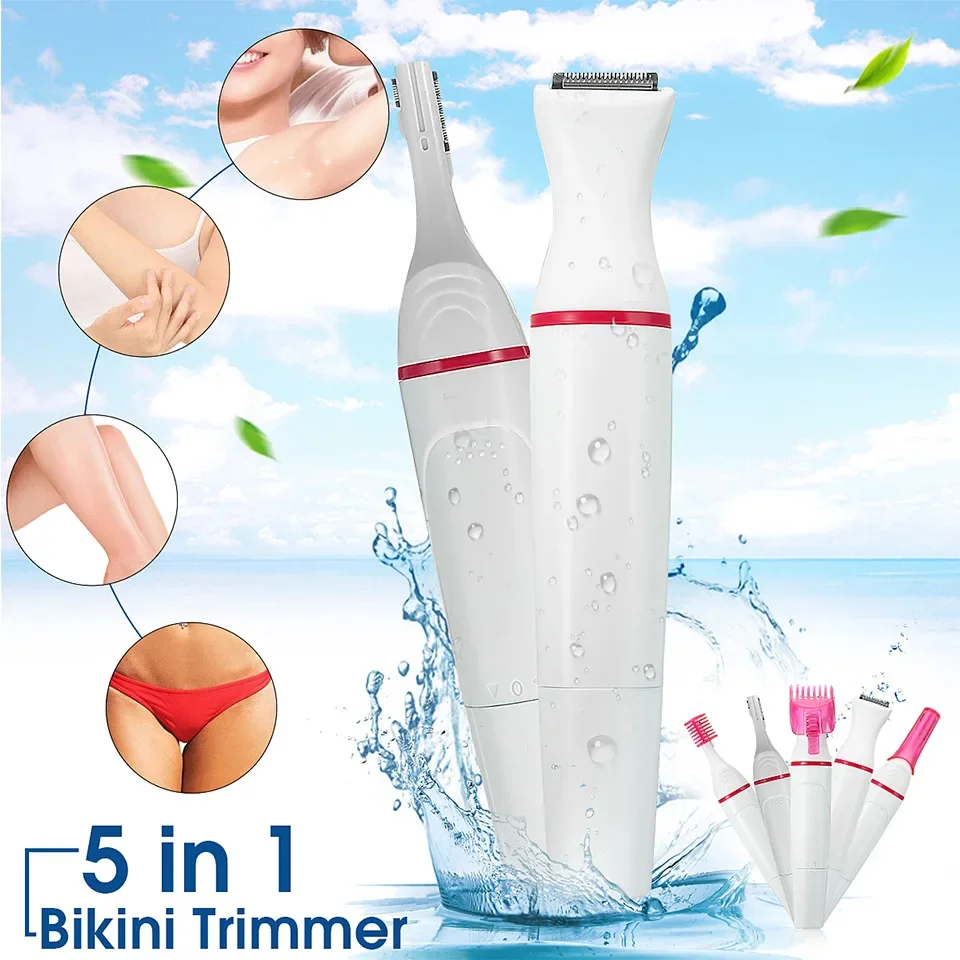 5 In 1 Set Frauen Epilierer Augenbraue Trimmer Weibliche Damen Rasierer Haar Entfernung Rasierer Maschine Gesicht Depilador Bikini Enthaarung werkzeug Image