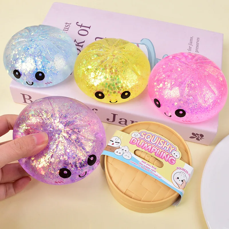 Heißer Glitzer-Dumpling-Squishy mit Box – Sensorisches Quetschspielzeug für Stressabbau, Fan-Geschenk Image