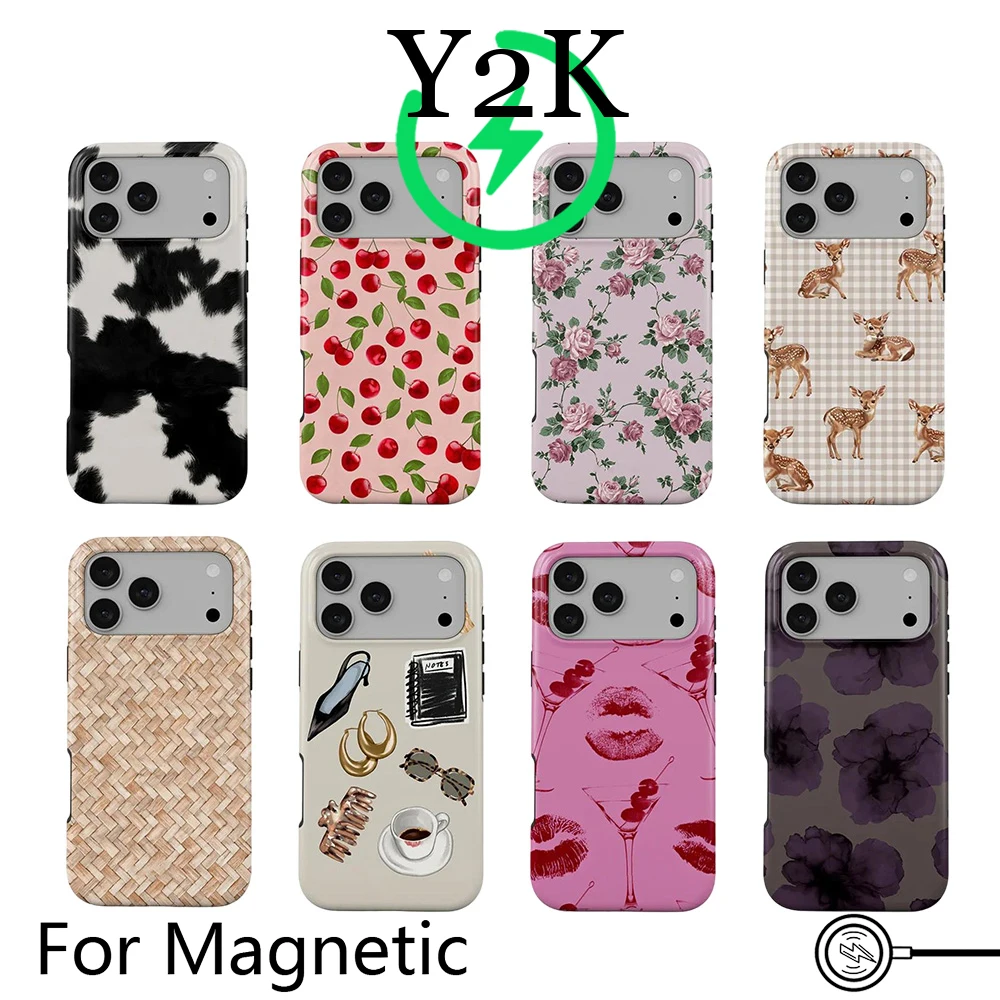 Luxuriöse Clmj Charmed Handyhülle für iPhone 17 16 15 14 13 12 11 Pro Max Plus Air Magnetische Doppelschicht-Rückabdeckung Image