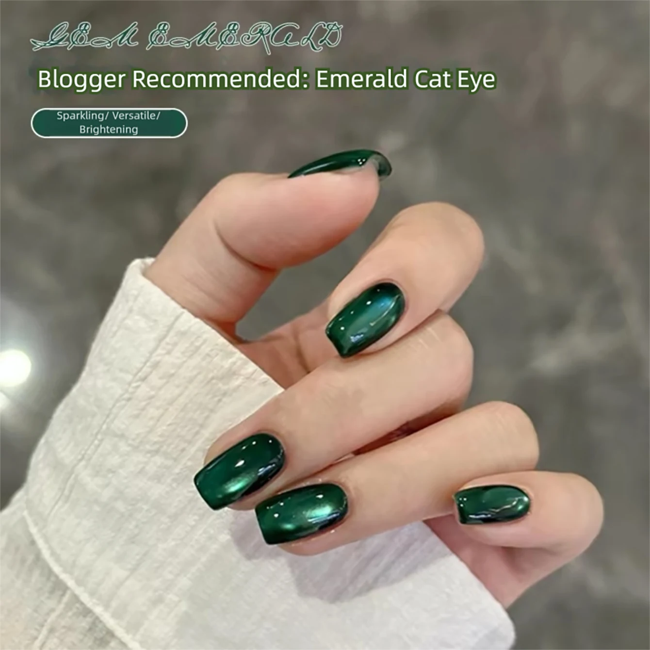 MIANEL 10ML Smaragdgrüner Nagellack mit Katzenaugen-Effekt Funkelnder Glitzer Frühling Sommer 2026 Neue Schmeichelhafte Mint-See-Farbe Image