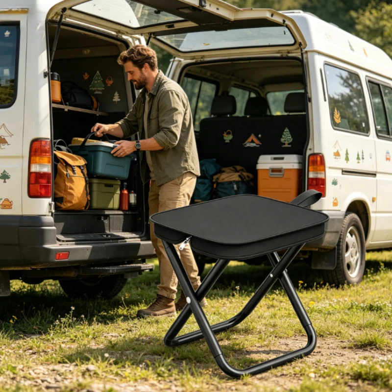 2 Stück tragbare, multifunktionale Outdoor-Klappstühle, ultraleichter Camping-, Picknick-, Angel- und Reisehocker Image