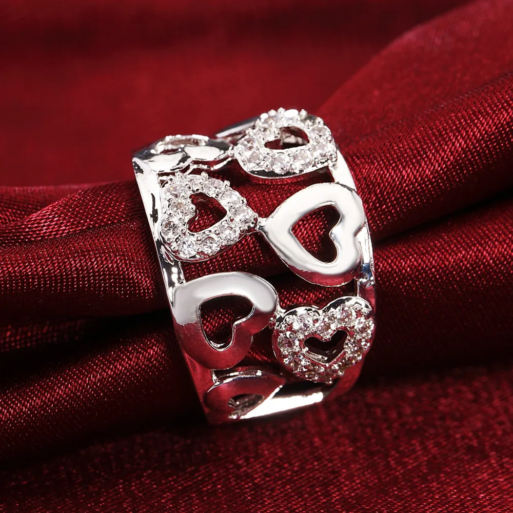 Heißer Verkauf: Herzförmiger AAAAA-Kristallring aus 925er Sterlingsilber für Damen – Modisches Geschenk für Hochzeit, Verlobung und Party, Charm-Schmuck Image