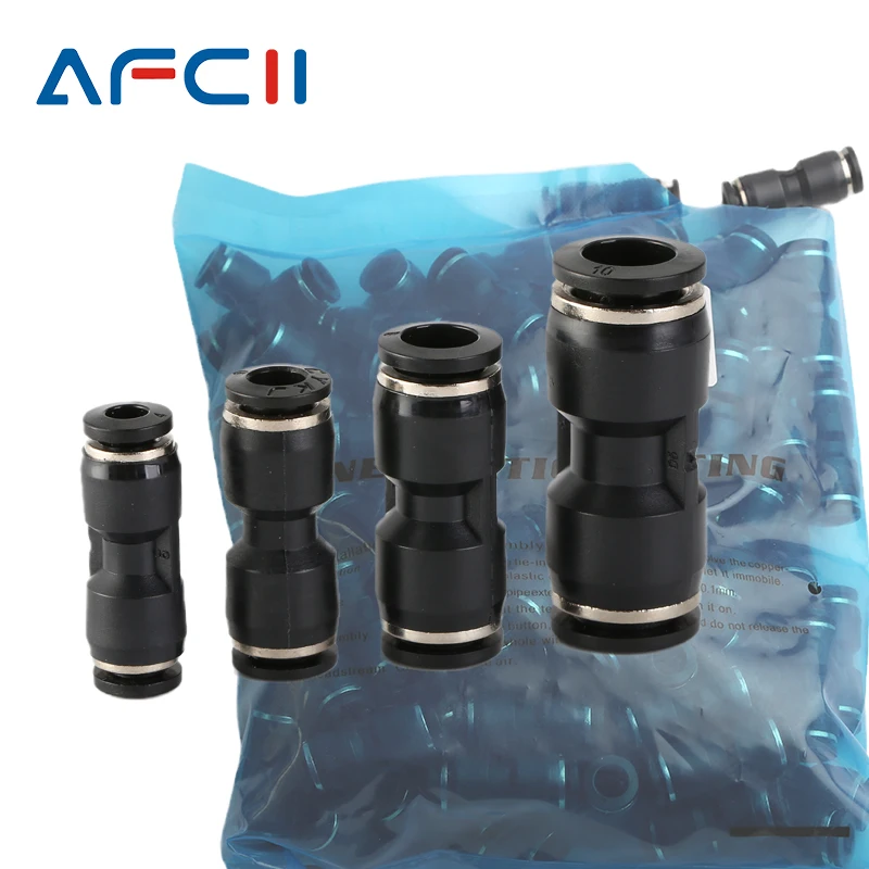 50 Stück 100 Stück hochwertige PU4 PU6 PU8 PU10 PU12 PU14 PU16 pneumatische Luftanschlüsse besser als blau PU gerader Stecker Image