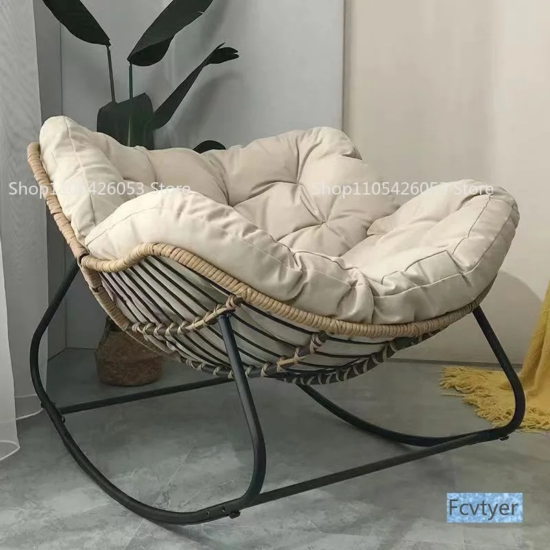 Schaukelstuhl Lazy Sofa in Vogelnest-Form für Wohnzimmer, Balkon, Nickerchen, Kleine Wohnungen, Rattan-Geflecht für Erwachsene