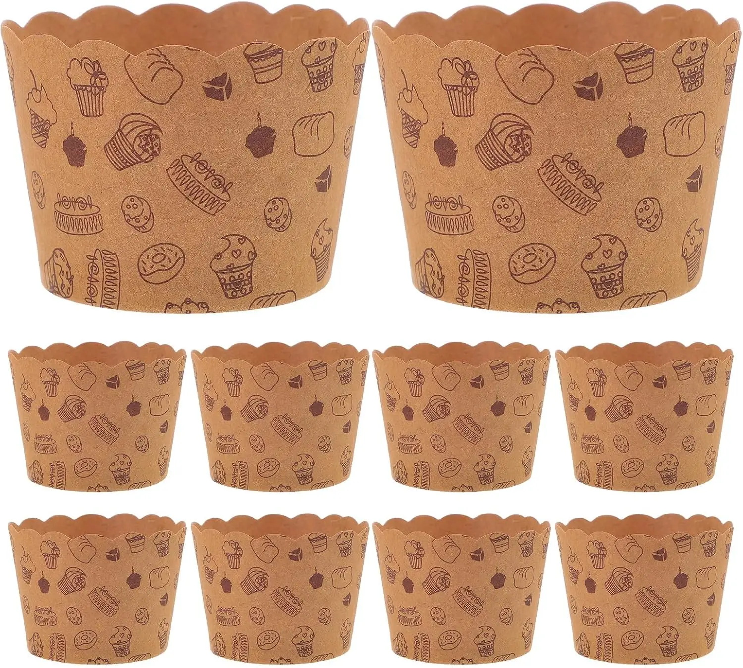 50 Stück Kleine Natürliche Tulpenförmige Cupcake-Förmchen zum Backen, Lebensmittelechtes Pergamentpapier Große Muffin-Förmchenhalter Image