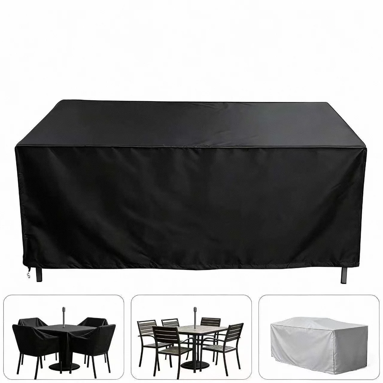 Mehrgrößige Gartenmöbel-Abdeckungen für den Außenbereich, 210D-Gewebe, Kordelzugverschluss, geeignet für Gartenmöbel-Abdeckungen im Freien.