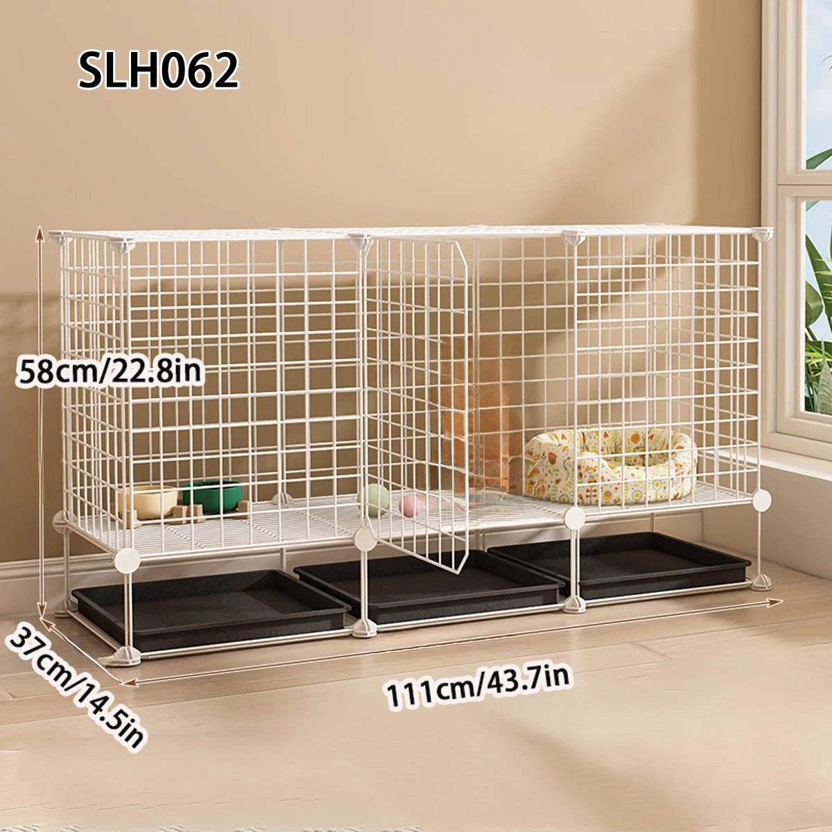 Modularer Eisen-Gitterkäfig für Haustiere, Kaninchenkäfig mit Schubladenförmiger Schale, Kleintier-Gehege Villa Image