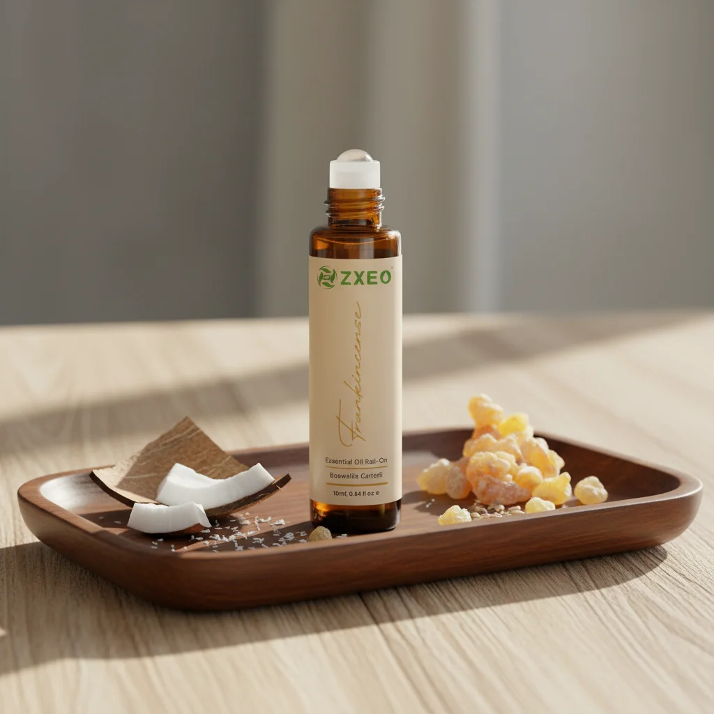 Olio Essenziale Puro Naturale di Cocco Olio di Ricino e Olio Essenziale di Incenso in Formato Roll-on per Massaggi Viso e Corpo Etichetta Privata