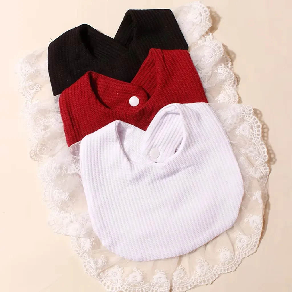 3-teiliges Baby-Sabbertuch-Set, Spitzen-Lätzchen zum Füttern, Halstuch-Accessoire, U-förmiges Baby-Baumwoll-Lätzchen, wasserdicht, mit Blumenmuster Image