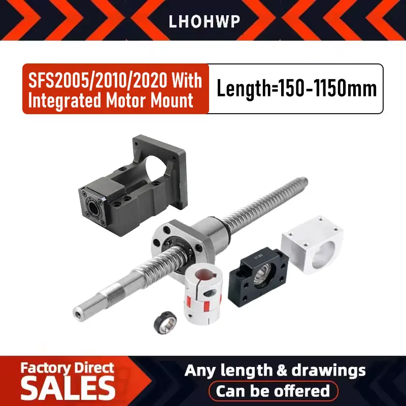 Kugelumlaufspindel SFS2005/2010/2020 L=150mm-1150mm+BF15+HM15-57/60/80/86-C7 Gusseisen+Pflaumenkupplung XB30*40+DSG20H Image