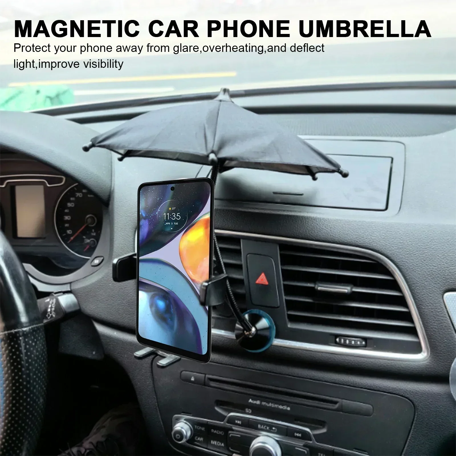 Auto Magnetische Telefon Regenschirm Auto Magnetische Air Vent Ständer Halterung Anti-glare Sonnenschutz Abdeckung Für Handy Image