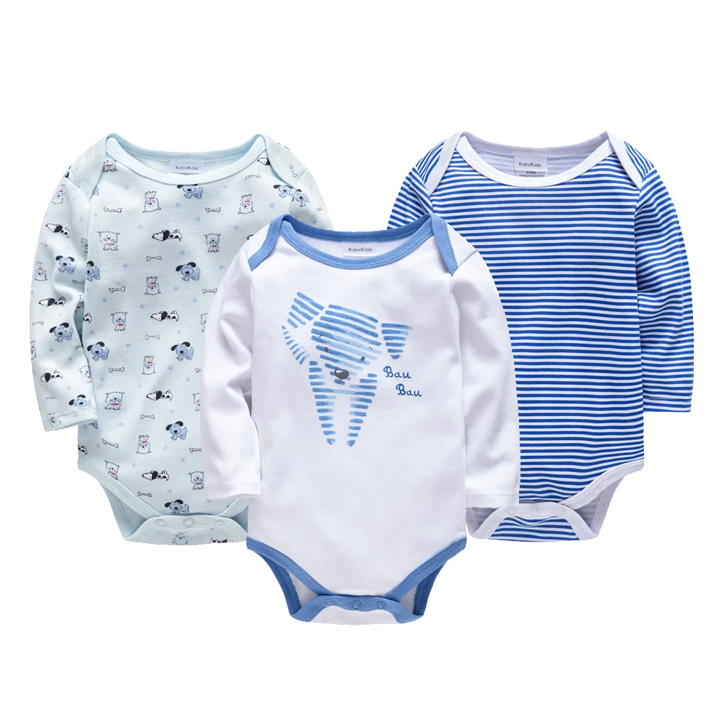 3-teiliges Set Babykleidung für Jungen, Baumwoll-Strampler 0-24 Monate, Weicher Spielanzug für Neugeborene, Langarm-Bodys mit Cartoon-Print, Sonnenschutzanzug Image
