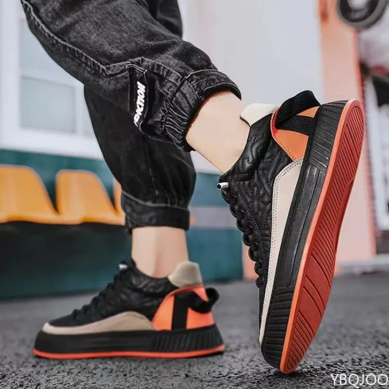 Große Größen Frühling und Herbst Neue Dicksohlige Höhenerhöhende Casual Herrenschuhe Nischen-Trend Vielseitige Flache Sportschuhe für Herren