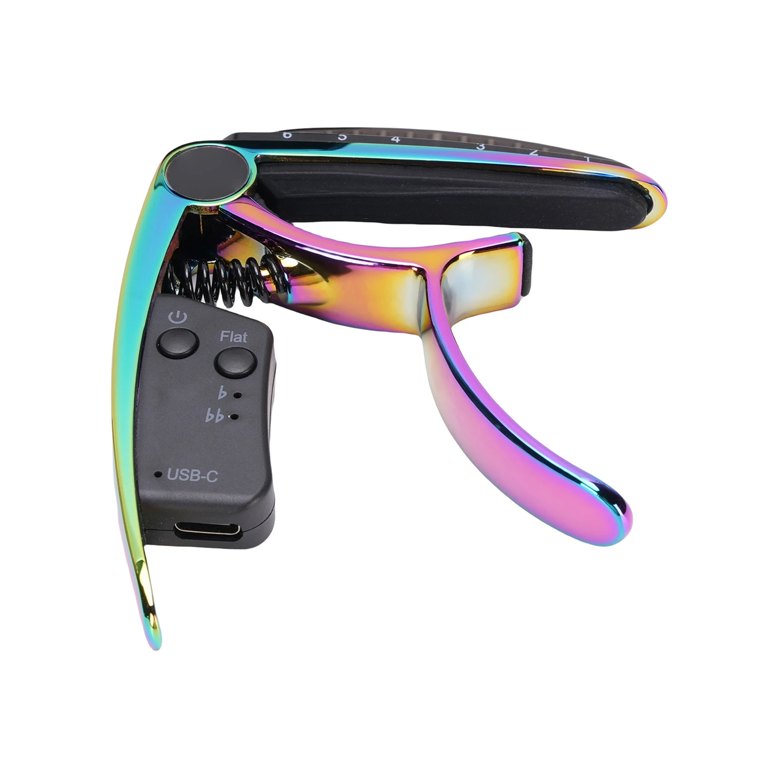 Meideal 2-in-1 Gitarren-Capo-Stimmgerät Wiederaufladbar Zinklegierung LED-Display Kompakte Gitarren-Stimmklemme für Akustik Klassik Bass Image