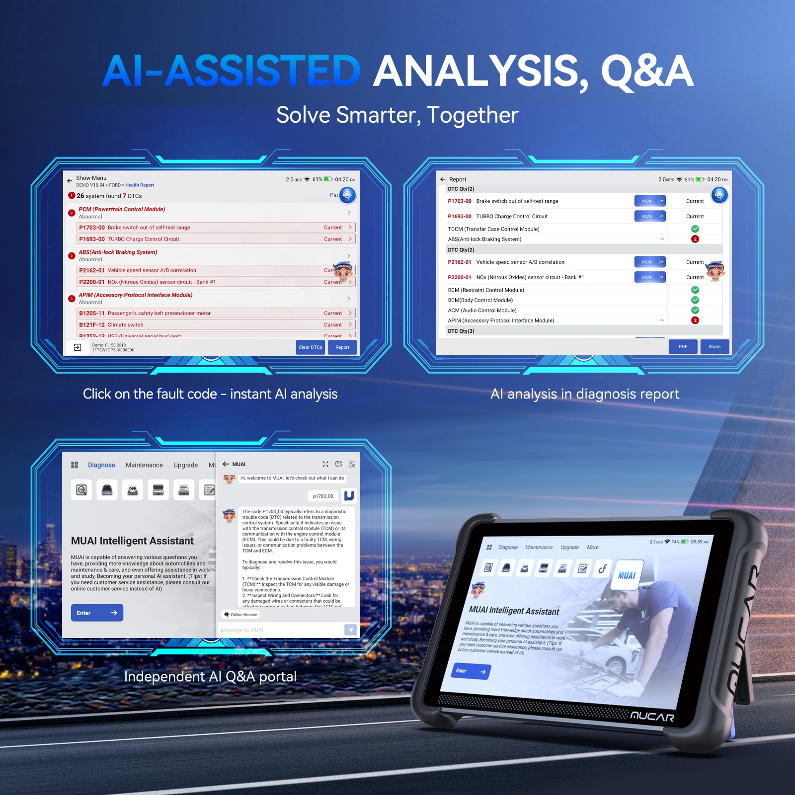 CN MUCAR 892BT OBD2-Diagnosegerät CAN FD/DOIP OBD 2 Scanner für alle Systeme, 35 Reset-Funktionen, ECU-Codierung, lebenslange kostenlose Updates Image