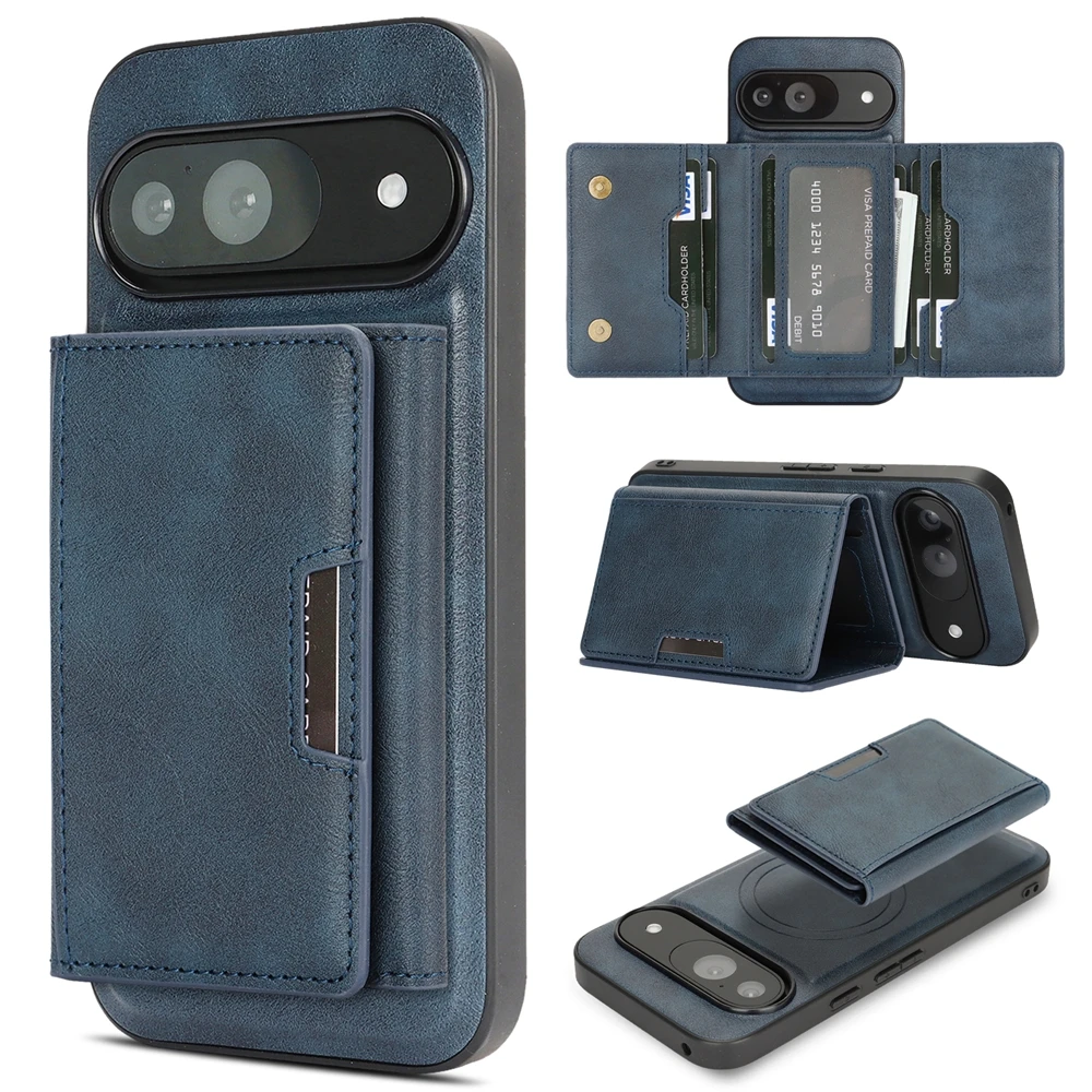 Vintage Business 2IN1 magnetische Leder-Schutzhüllen für Google Pixel 10 9 8 A Pro XL Brieftasche Kartenhalter kabellose Ladeabdeckung Image