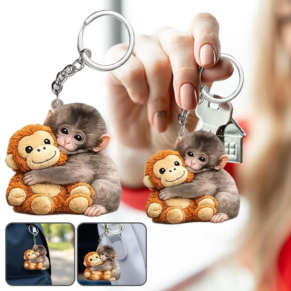 Komplettes Set Affen-Schlüsselanhänger, Acryl-Tier-Schlüsselanhänger, durchscheinende und niedliche Rucksackanhänger, klein, leicht und tragbar Image