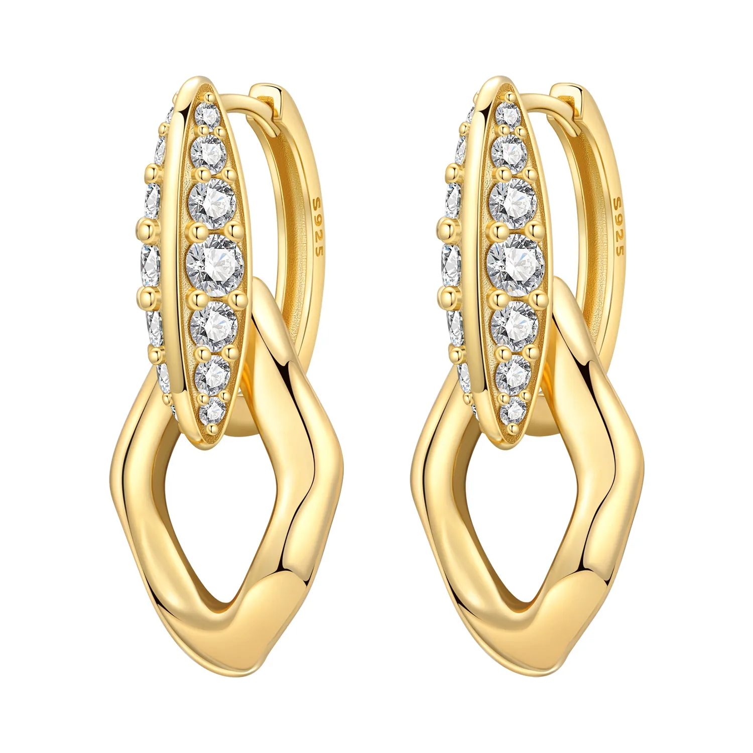 PANPOKI Tropfenohrringe aus 925er-Sterlingsilber, 18 Karat Gold, minimalistisches Design, Damen-Ohrringe, Party, origineller Schmuck, Geburtstag, Hochzeit, Geschenk Image