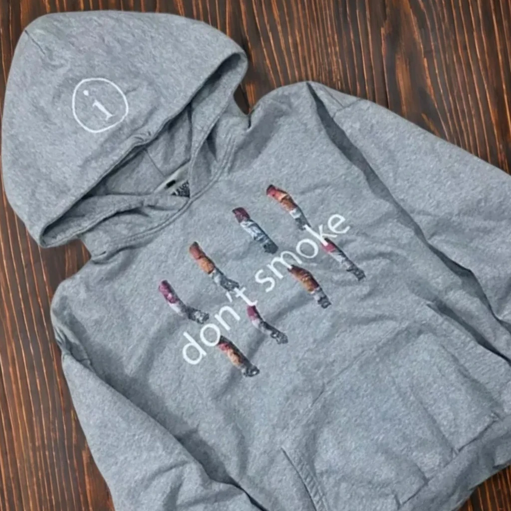 Herren Damen Vintage 'Don't Smoke' Aufdruck Sweatshirt Klassischer Hip-Hop Streetwear Trainingsanzug Herrenkleidung Locker Y2K Grau Sport-Hoodie Top