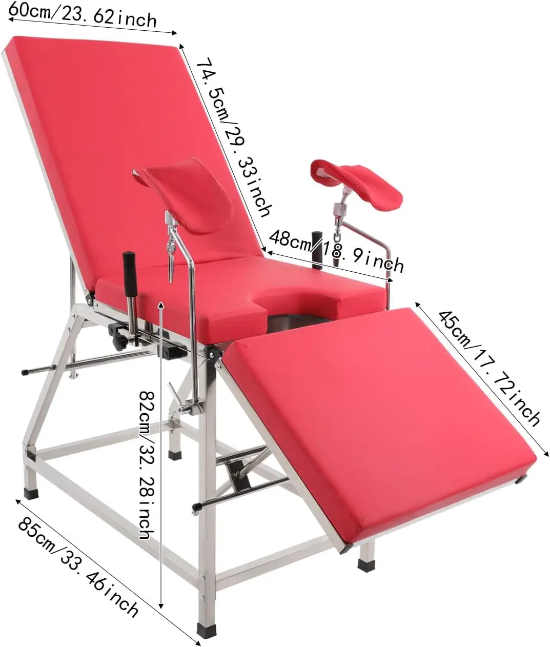 102 x 77 x 31cm U-förmiger moderner medizinischer gynäkologischer Stuhl W | Rückenlehne und Beinhalterung, für Kliniken, Krankenhäuser, bis zu 200 kg (Rot) Image